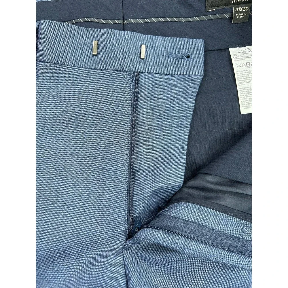 Banana Republic Dress Pants Mens 31x30 Blue Slim Fit Wool Stretch Formal